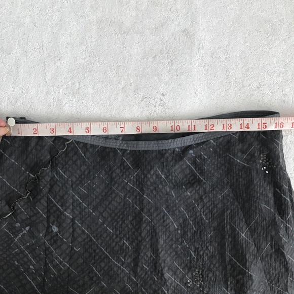 100% Silk Midi A Line Skirt Gray Chiffon Lettuce Hem Side Zip Womens M - Picture 8 of 12